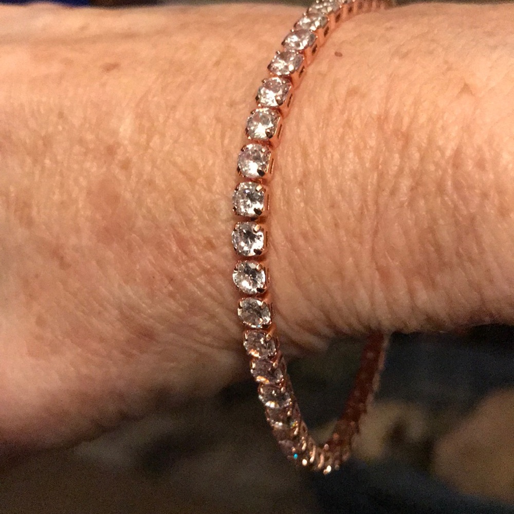 Rose Gold Cubic Zirconia Tennis Bracelet - Picture 3 of 4